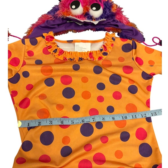 Monster Costume Dress Up Halloween Outfit Hat & Sleeves Orange Purple Kids - Picture 4 of 15